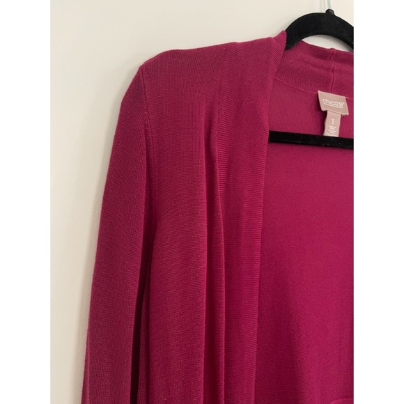 Chico's 1 Open Front Classic Long Sweater Cardigan US Medium/8 A62 - Picture 4 of 11